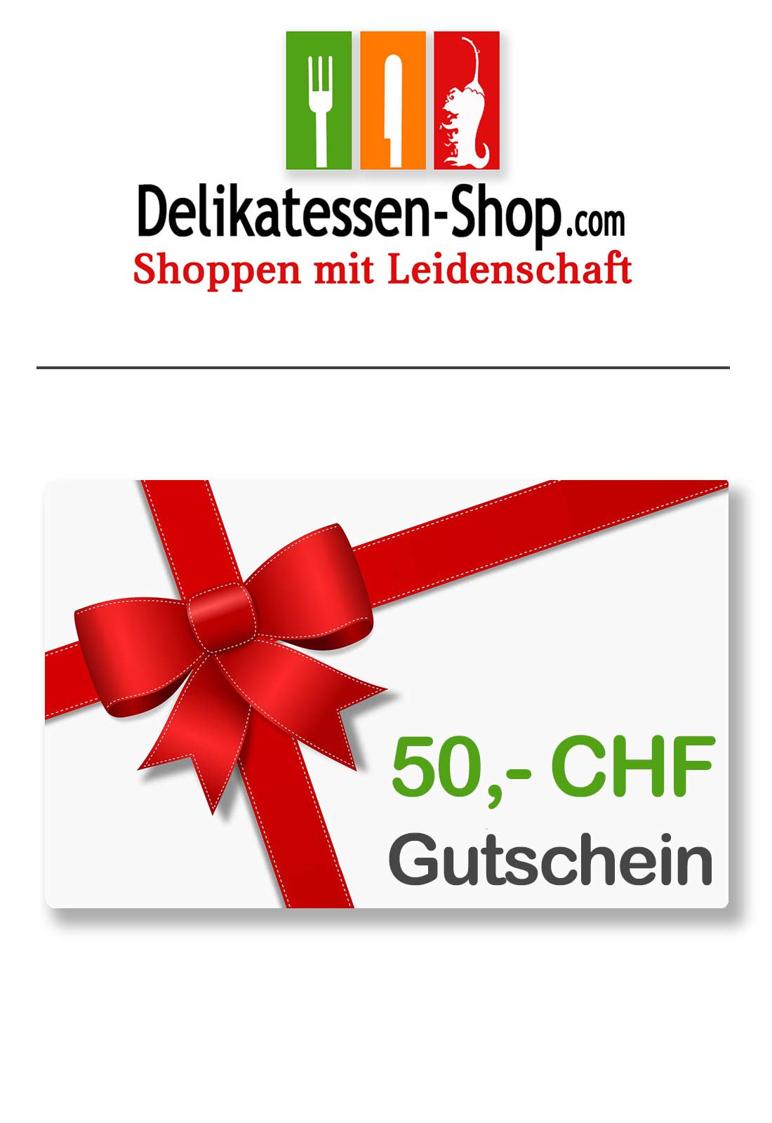 Delikatessen-Shop.com - Gutschein 50 CHF